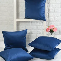 HOMADORN Blue 3 Pieces Checked Velvet Square Cushion Covers-12