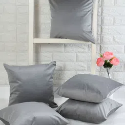 HOMADORN Grey 5 Pieces Checked Velvet Square Cushion Covers-image-12