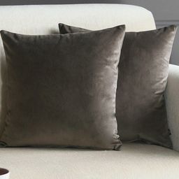 GM Set Of 2 Brown Solid Velvet Square Cushion Covers-7