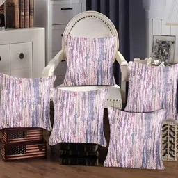 Tesmare Grey & Pink 5 Pieces Abstract Velvet Square Cushion Covers-image-45