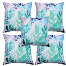 Alina decor Green & White 5 Pieces Floral Square Cushion Covers-image-50