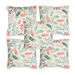 Alina decor White & Green 5 Pieces Floral Square Cushion Covers-image-54