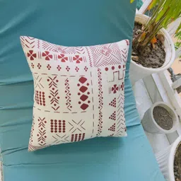 THROWPILLOW White & Brown Geometric Printed Cotton Square Cushion Cover-11