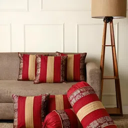 Stuff N' Fluff Maroon Set of 7 Abstract Square Cushion Covers-0