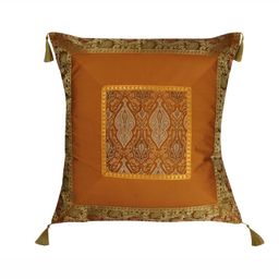 Lal Haveli Gold Toned Ethnic Motifs Silk Square Cushion Cover-image-61