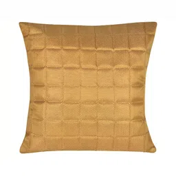 Lal Haveli Gold Toned Checked Square Cushion Cover-image-83