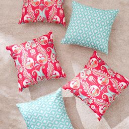 Chumbak Red & Blue 5 Pieces Ethnic Motifs Square Cushion Covers-image-51