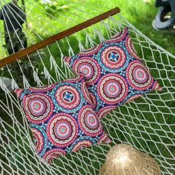 ABSTRACT INDIA Brown & Blue 2Pieces Geometric Cotton Square Cushion Covers-image-65
