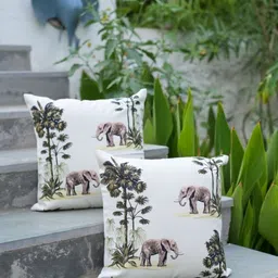 ABSTRACT INDIA Brown & White 2Pieces Floral Cotton Square Cushion Covers-picture-18