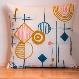 ABSTRACT INDIA Multicoloured Set of 2 Square Cushion Covers-18