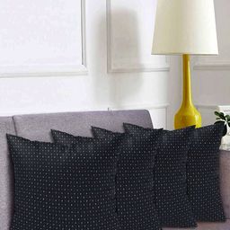 Kuber Industries Navy Blue & Gold-Toned Set of 4 Square Cushion Covers-27