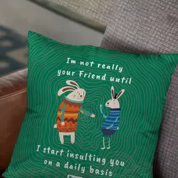 Indigifts Green & White Cartoon Characters Square Cushion Covers-image-30