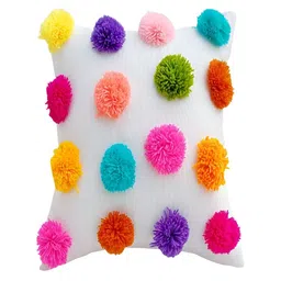 THROWPILLOW White & Blue Embellished Square Cushion Cover-image-73