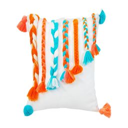 THROWPILLOW Off White & Orange Embroidered Square Cushion Cover-image-103