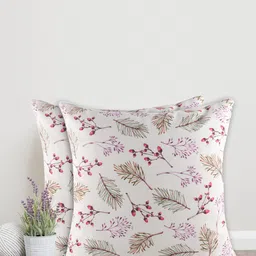 Home White & Purple Set of 2 Floral Square Cushion Covers-23
