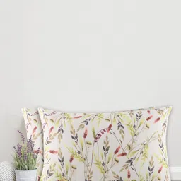 Home White & Purple Set of 2 Floral Printed Rectangle Cotton Cushion Covers-38