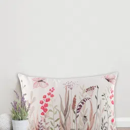 Home White Floral Printed Rectangle Cushion Covers-46