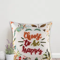 Home White & Green Floral Cotton Square Cushion Covers-image-83