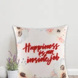 Home White & Red Floral Square Cotton Cushion Covers-image-18