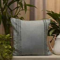 ZEBA Blue Striped Cotton Square Cushion Cover-picture-36