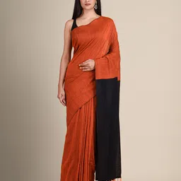 Arhi Orange & Black Pure Cotton Saree-picture-14