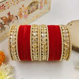 Wedding Chuda by Hitesh Bangles Set Of 30 Stones-Studded & Beaded Bangles-20