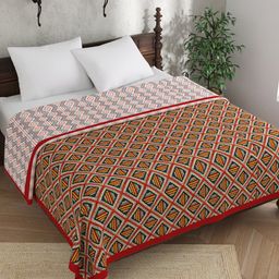 EverHOME Arch Red & Pink Geometric AC Room 120 GSM Cotton Double Bed Dohar-image-34