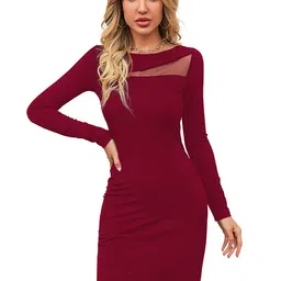 ODETTE Boat Neck Long Sleeves Bodycon Dress-image-91