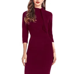 ODETTE Tie-Ups Acrylic Bodycon Dress-image-54