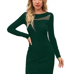 ODETTE Boat Neck Long Sleeves Bodycon Dress-image-53