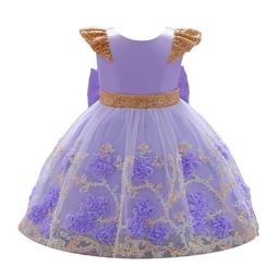 StyleCast Girls Purple Floral Embroidered Bow Fit & Flare Midi Dress-image-28