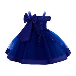StyleCast Girls Navy Blue Embellished Shoulder Straps Bow Detail Balloon Dress-41