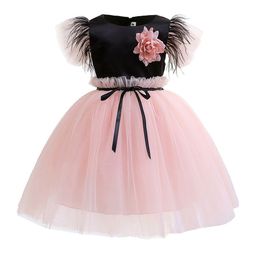 StyleCast Girls Black & Pink Puff Sleeves Bow Tulle Fit & Flare Dress-image-35