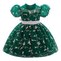 StyleCast Girls Green Floral Printed Puff Sleeve Fit & Flare Dress-image-11