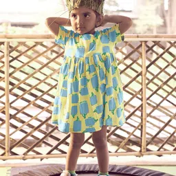 Somersault Girls Round Neck Striped Fit & Flare Cotton Dress-image-19