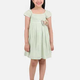 One Friday Girl's Square Neck Short Sleeves A-line Dress-picture-25