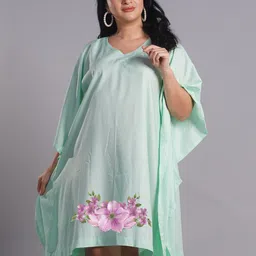 LetsDressUp Floral Print V-Neck Extended Sleeves Opaque Kaftan Plus Size Dress-image-89