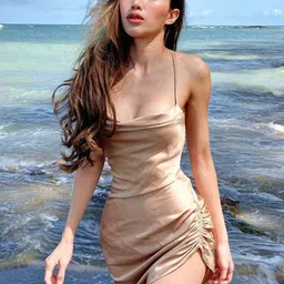 StyleCast Champagne-Coloured Ruched Mini Bodycon Dress-image-48