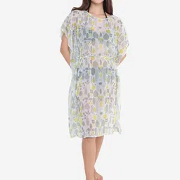 Beau Design Women Olive-Green Printed Cover-Up Kaftan Dress-image-64