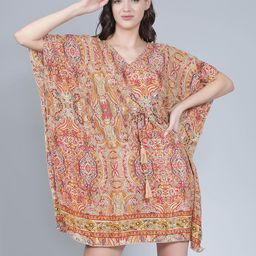 Aditi Wasan Ethnic Motifs Printed Silk Kaftan Dress-image-27