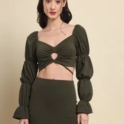 BAESD Puff Sleeves Crop Top & Skirt Co-Ords-image-57