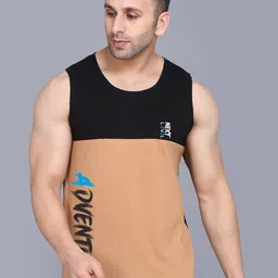 SLOWLORIS Colourblocked Cotton Gym Vest-image-55