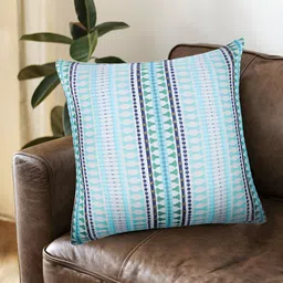 Fashionhub Blue & Pink Geometric Square Textured Cotton Cushion Covers-image-51