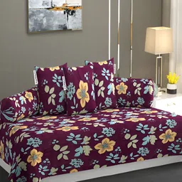 YaAkholic Set Of 6 Purple & Blue Printed210TCDiwanSet-14