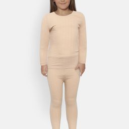 Kanvin Girls Beige Self Design Thermal Set-image-47