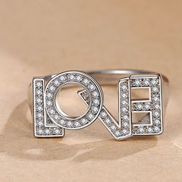 MYKI Silver-Plated CZ Studded Love Initial Finger Ring-picture-28