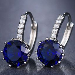MYKI Silver-Plated Contemporary CZ Stone Studded Hoop Earrings-54