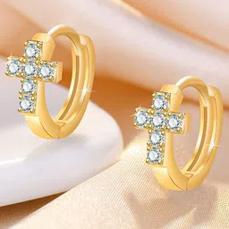 MYKI Gold-Plated Contemporary CZ Stone Studded Hoop Earrings-image-29
