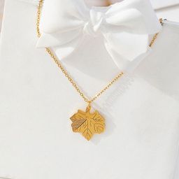 MYKI Gold-Plated Aesthetic Leaf Pendant Chain-picture-15