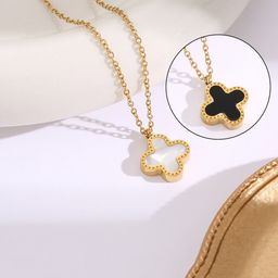 MYKI Gold-Plated Reversible Flower Shaped Pendant Chain-43